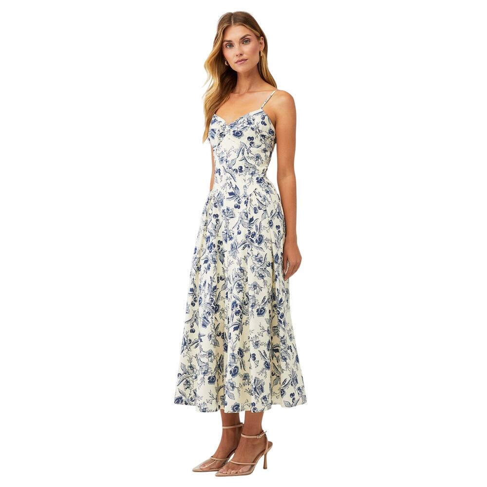 NIA Women’s Small Revolve Mimosa Clove Dress Milkmaid Navy Cream